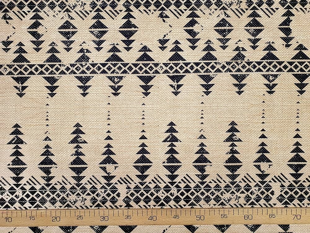 Tribal Aztec Print Fabric by The Yard - Geometric Black and